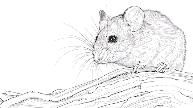 un dibujo de un ratón en un papel blanco