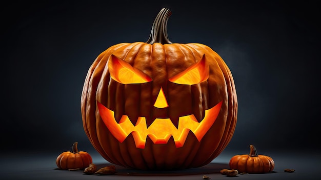 Dibujo realista de calabaza de Halloween sobre fondo blanco generado por IA