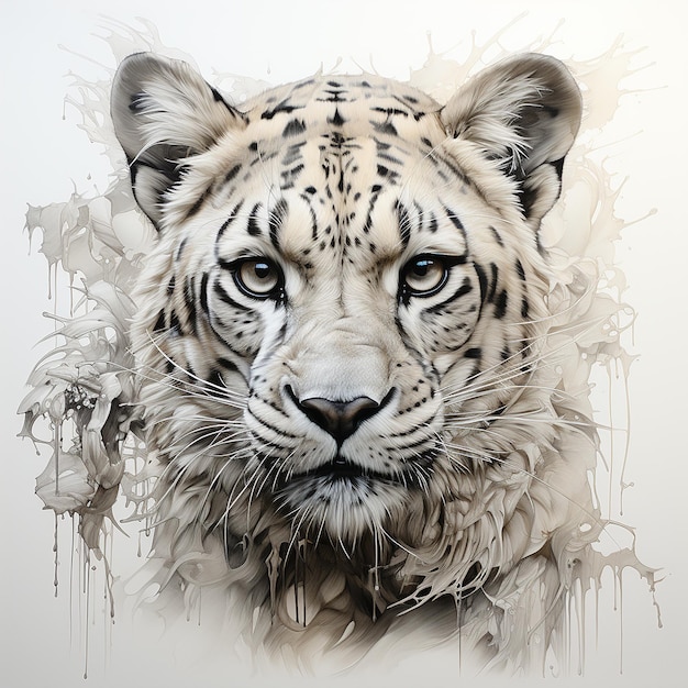 Dibujo realista de un leopardo de las nieves