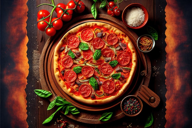 Dibujo realista de primer plano de pizza italiana AI generativa