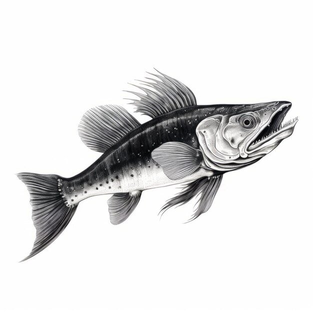 El dibujo realista de Walleye Bass en el estilo de Kaethe Butcher