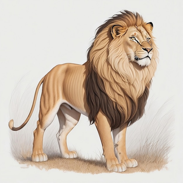 un dibujo de un rey león con un fondo blanco