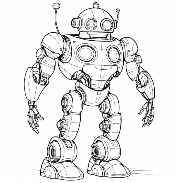 Un dibujo de un robot con un cuerpo grande y una gran cabeza generativa ai