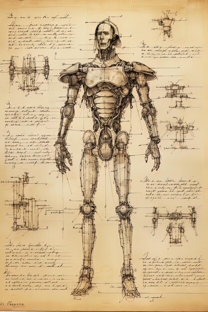 Foto un dibujo de un robot del libro de ciencia ficción