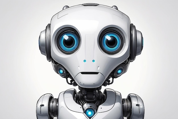 Un dibujo de un robot con ojos grandes y una nariz grande