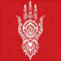 Foto un dibujo rojo y blanco de una mano que tiene un diseño que dice cita mandalas cita en él