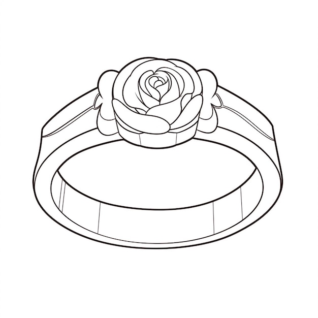 un dibujo de una rosa en un anillo con una banda generativa ai