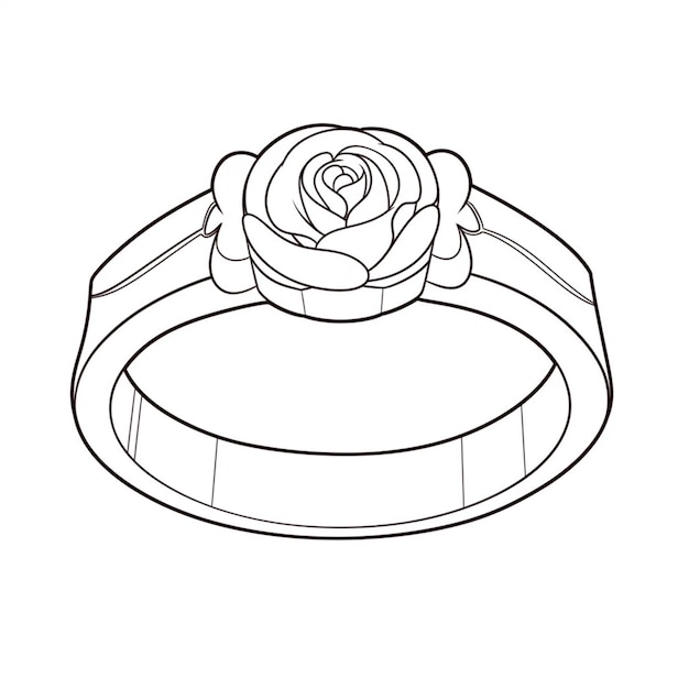 Foto un dibujo de una rosa en un anillo con una banda generativa ai