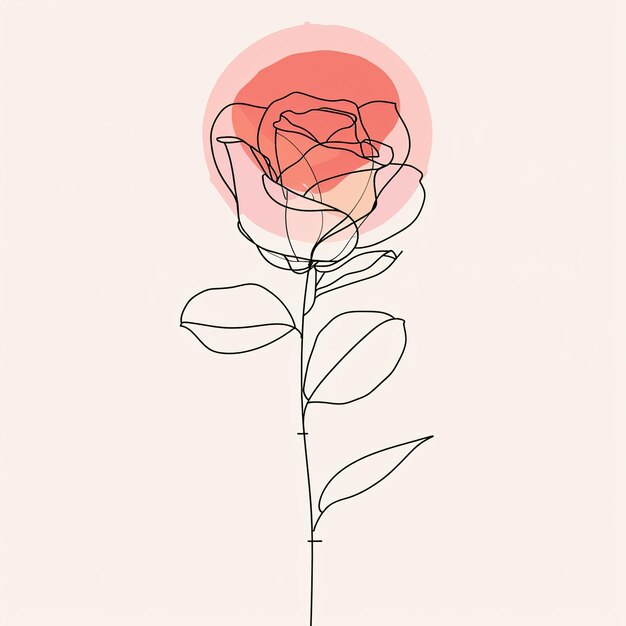 Foto un dibujo de una rosa con un centro rosa