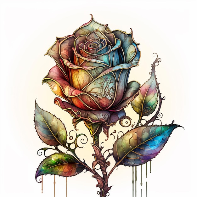 Un dibujo de una rosa con los colores de las rosas.