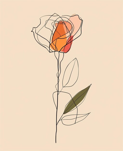 Foto un dibujo de una rosa con una línea en ella