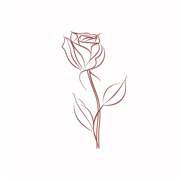 Foto un dibujo de una rosa con una línea roja en él