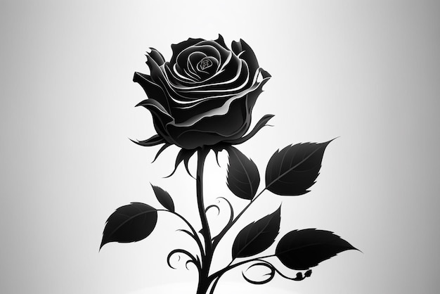 dibujo de una rosa negra sobre un fondo blanco