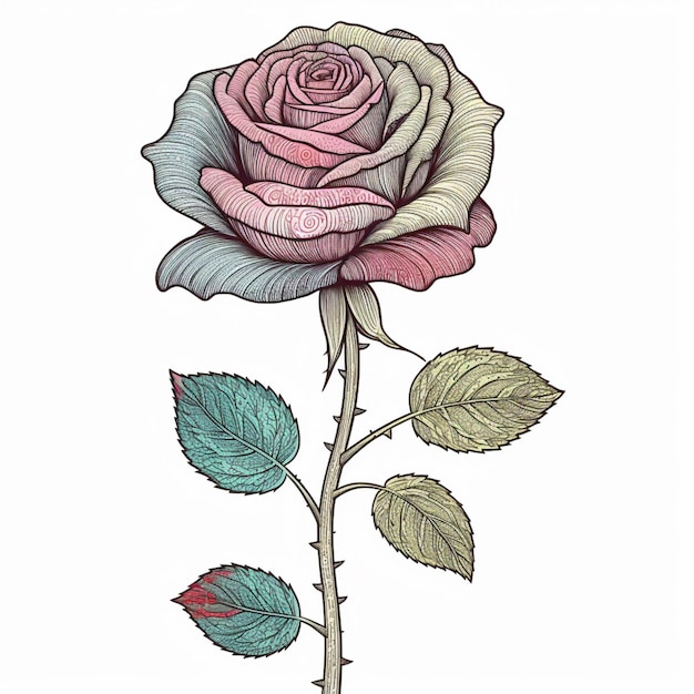 Un dibujo de una rosa con la palabra rosa.