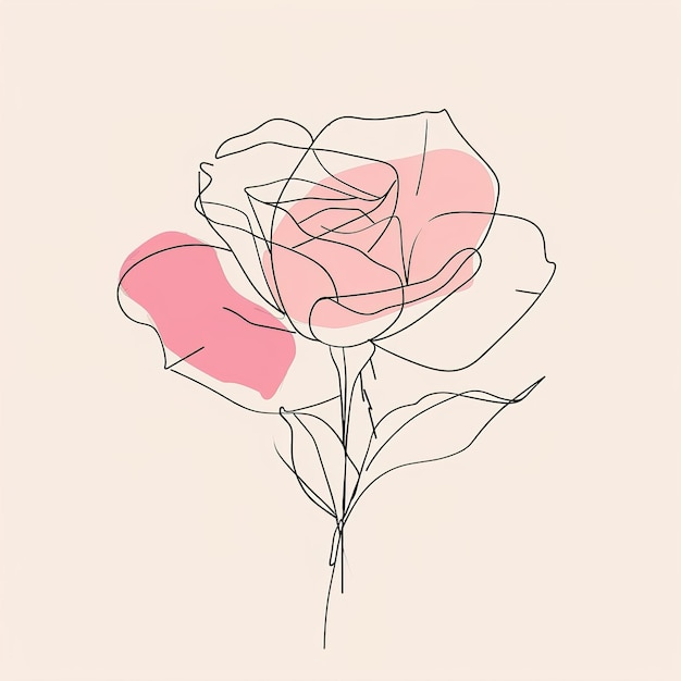 Foto un dibujo de una rosa con pétalos rosados y blancos