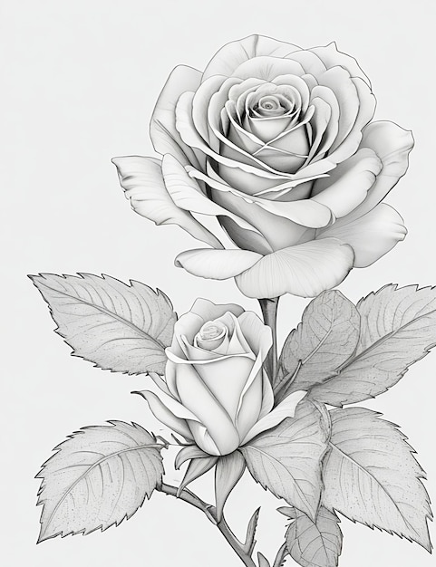 Un dibujo de una rosa que tiene el nombre de la rosa en él páginas para colorear para niños