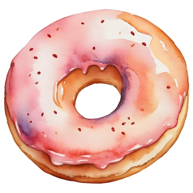 un dibujo de una rosquilla con un glaseado rosa y un agujero en el medio