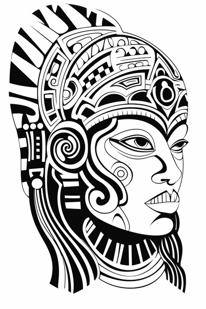 un dibujo del rostro de una mujer con un diseño tribal ai generativo