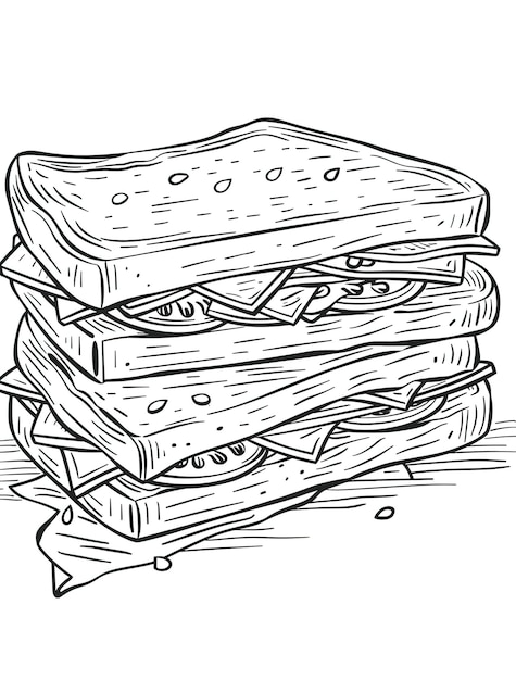 Foto un dibujo de un sándwich con un dibujos de sándwich en él