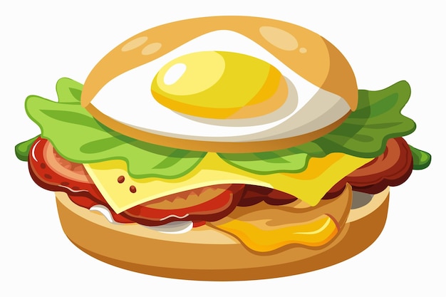 un dibujo de un sándwich con un huevo frito en él