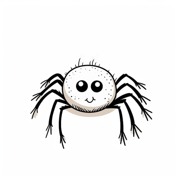 Foto un dibujo sencillo de niños de una araña linda sobre un fondo blanco