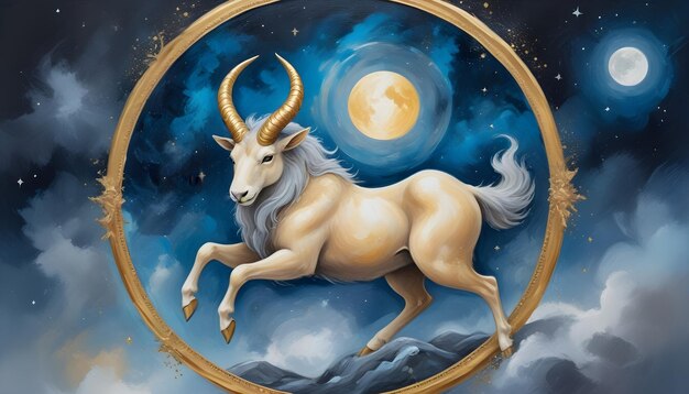 un dibujo de un signo del zodiaco de Capricornio