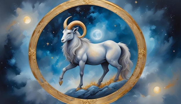 un dibujo de un signo del zodiaco de Capricornio