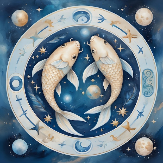 un dibujo de un signo del zodiaco de los peces