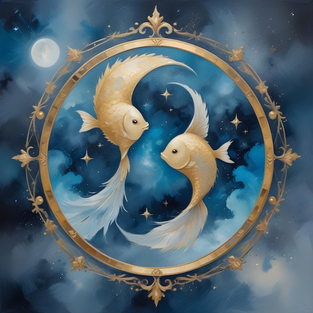 un dibujo de un signo del zodiaco de Piscis Piscis