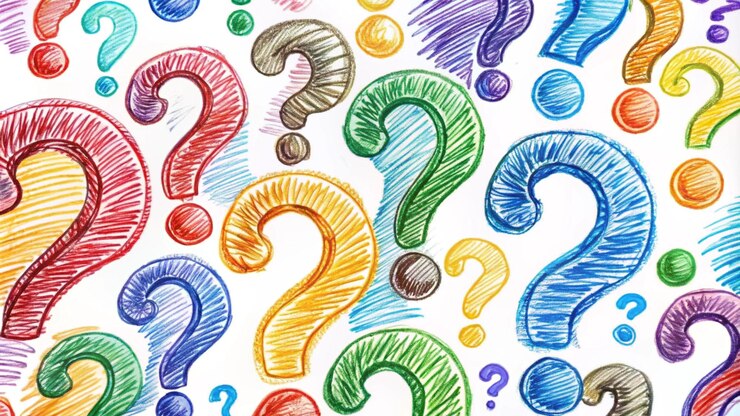 Foto un dibujo de signos de interrogación con marcadores de colores