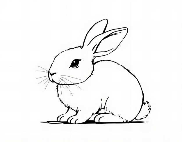 Un dibujo simple de un conejo sobre un fondo blanco