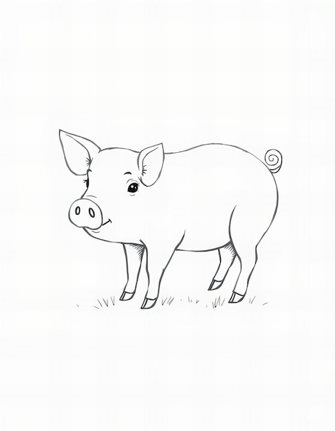 Dibujo simple de una sola línea de un cerdo