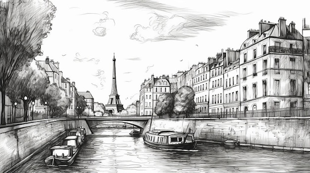 Dibujo Sketch París IA generativa