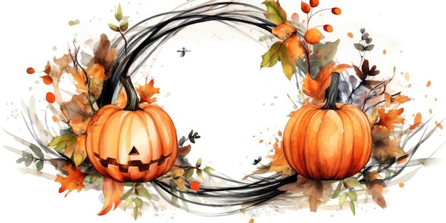 Dibujo sobre el tema de Halloween en la técnica de acuarela Calabaza Lugar para el texto