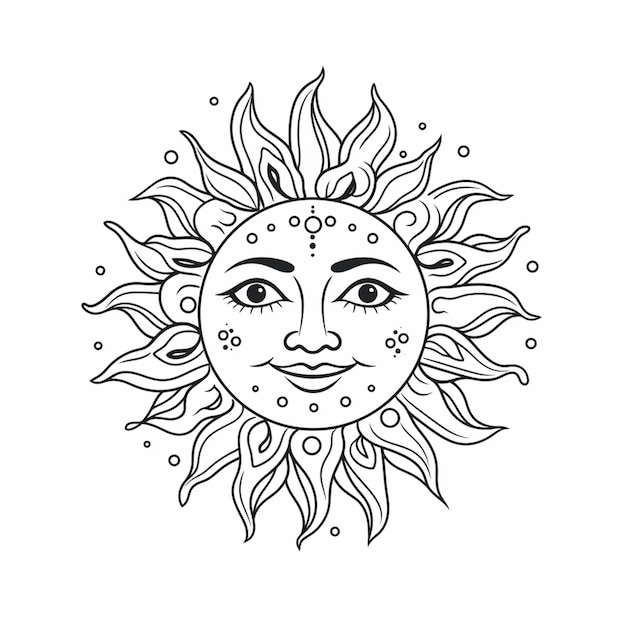 Foto un dibujo de un sol con una cara y una sonrisa generativa ai