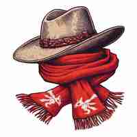 Foto dibujo de un sombrero rojo gaucho y una bufanda generada por la ia de la semana de farroupilha
