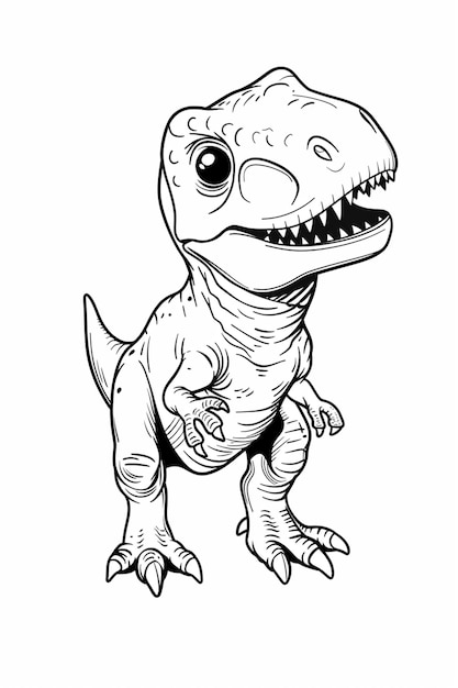 un dibujo de un T-Rex con una boca grande y dientes grandes