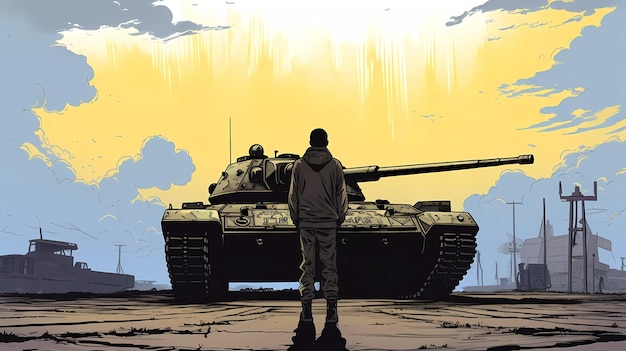 Un dibujo de un tanque con la palabra tanque en él