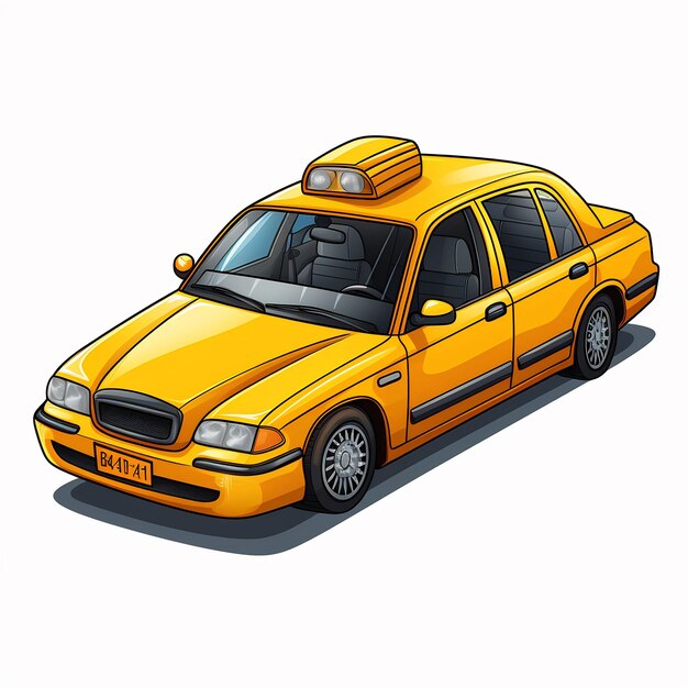 un dibujo de un taxi con la placa de matrícula