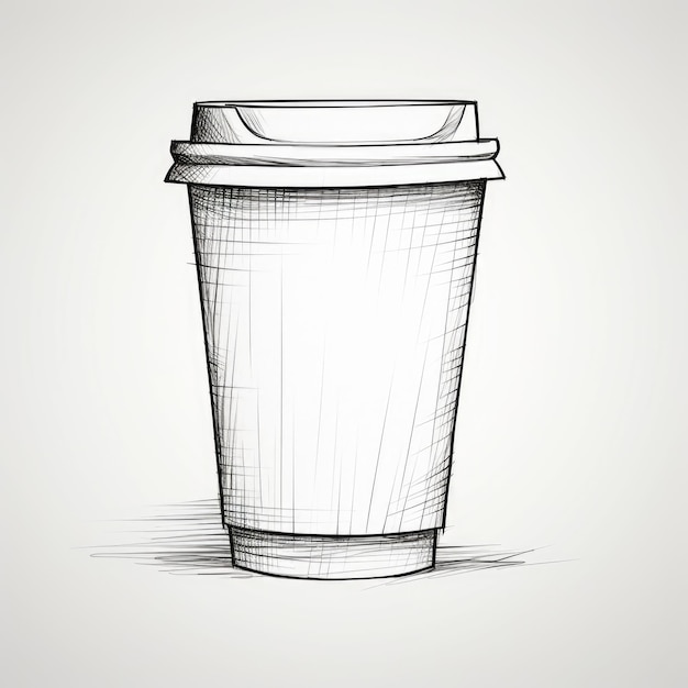 un dibujo de una taza de café con una tapa blanca.