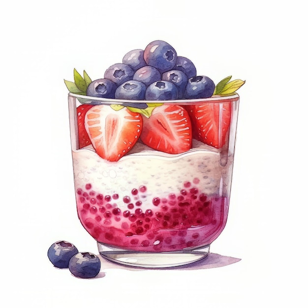 Un dibujo de un tazón de frutas con fresas.