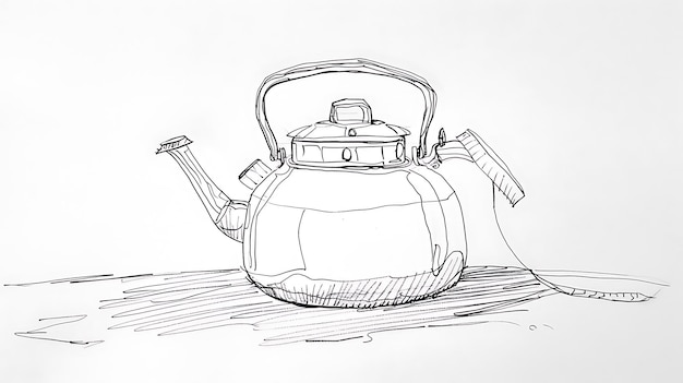 Foto un dibujo de una tetera con una tapa que dice 