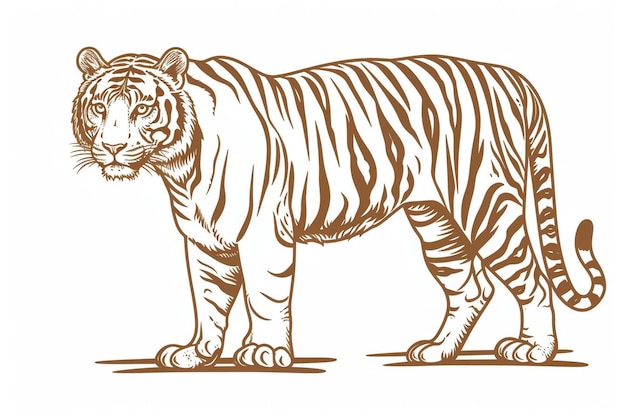 Foto un dibujo de un tigre sobre un fondo blanco