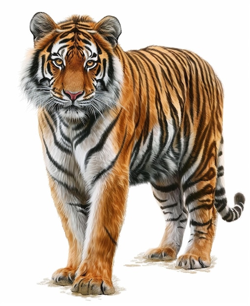 Dibujo de un tigre sobre un fondo blanco