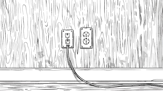 Foto un dibujo de una toma de corriente eléctrica con los enchufes en ella