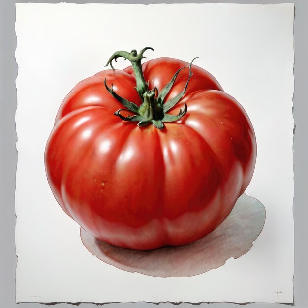 Foto dibujo de un tomate sobre un fondo blanco