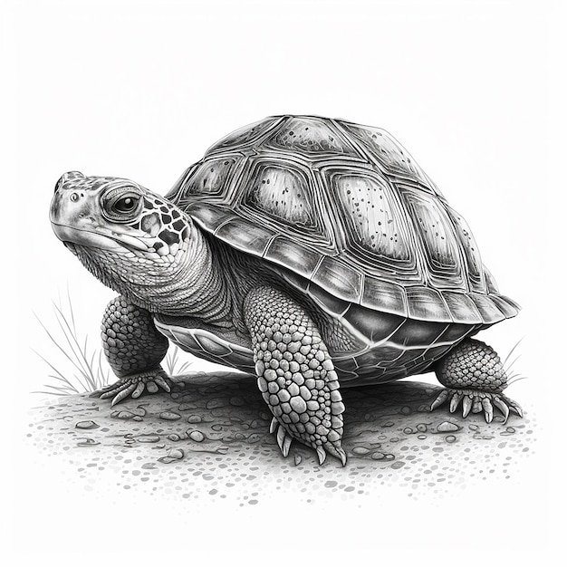 Dibujo de tortuga ilustración de arte imagen de fondo blanco Arte generado por Ai
