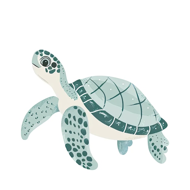 Un dibujo de una tortuga marina sobre un fondo blanco