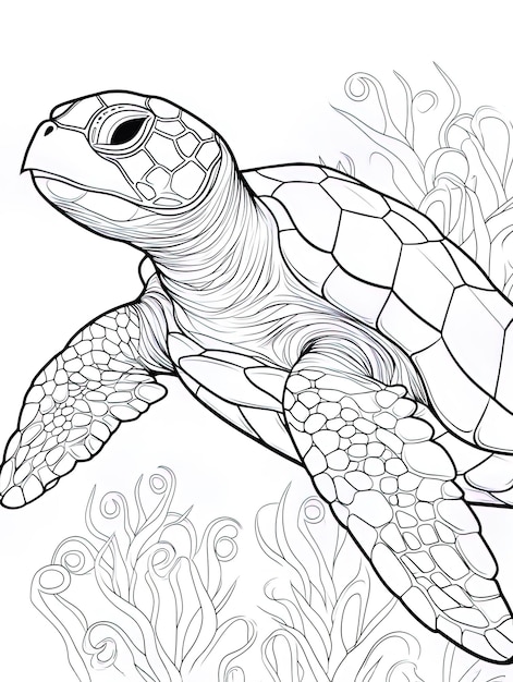 un dibujo de una tortuga con la palabra tortuga marina en él