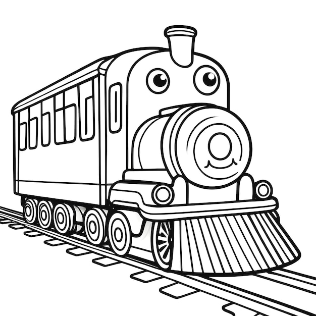 Foto un dibujo de un tren con una cara dibujada en él